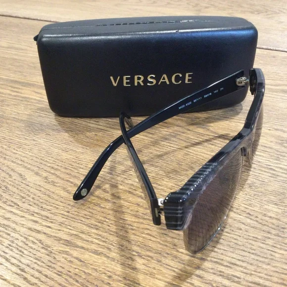 Versace Sunglasses Black w/ Shimmery Silver Patterns - Picture 7 of 10